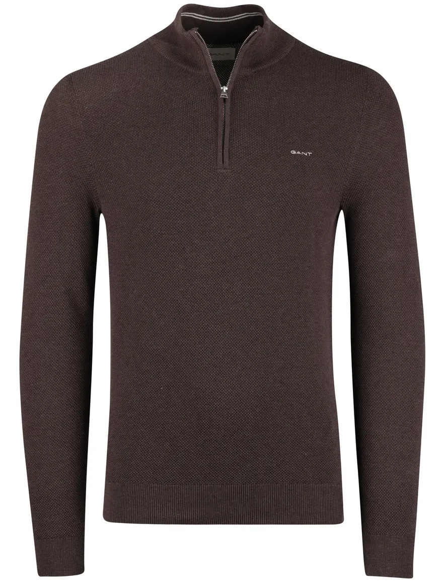 Gant half zip tui bruin katoen
