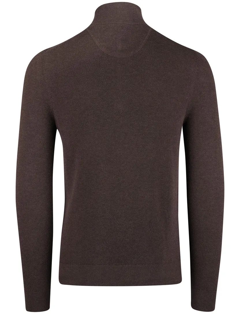 Gant trui bruin effen half zip katoen normale fit