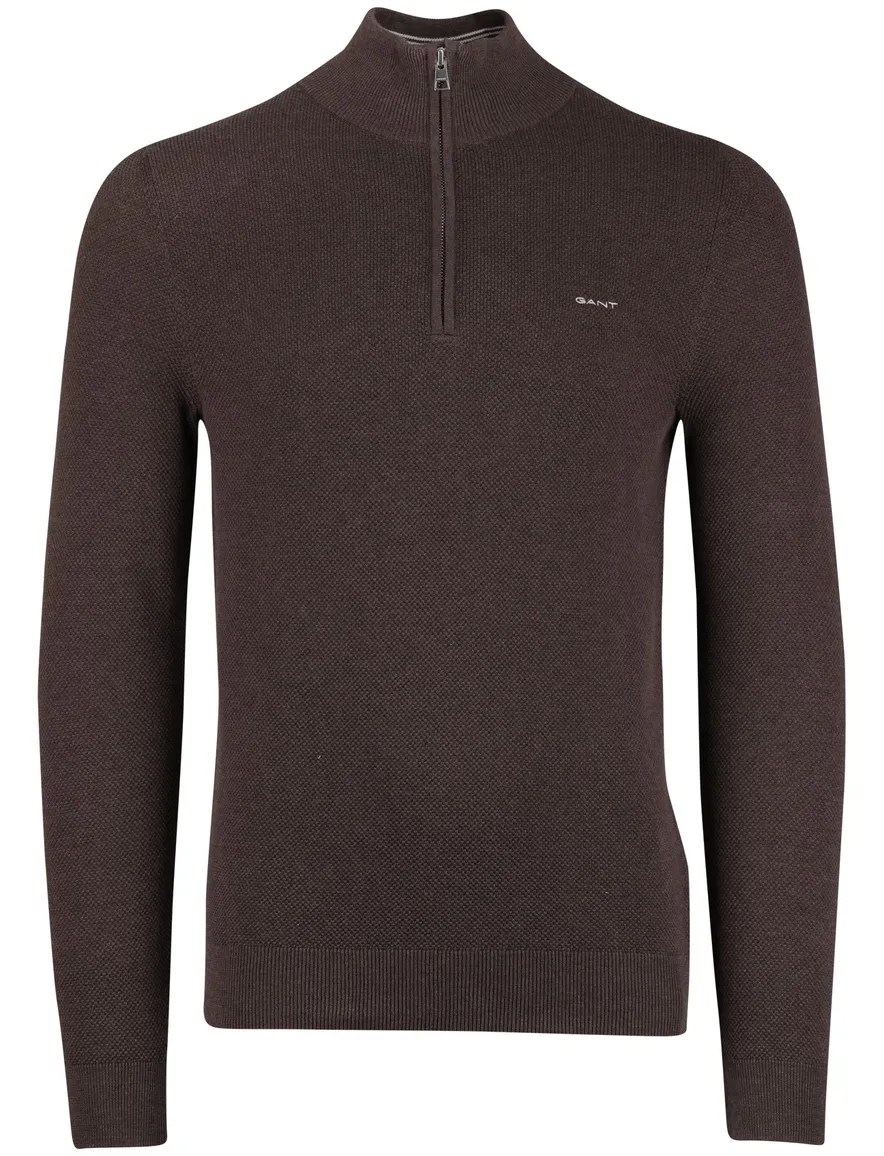 Gant half zip tui bruin katoen