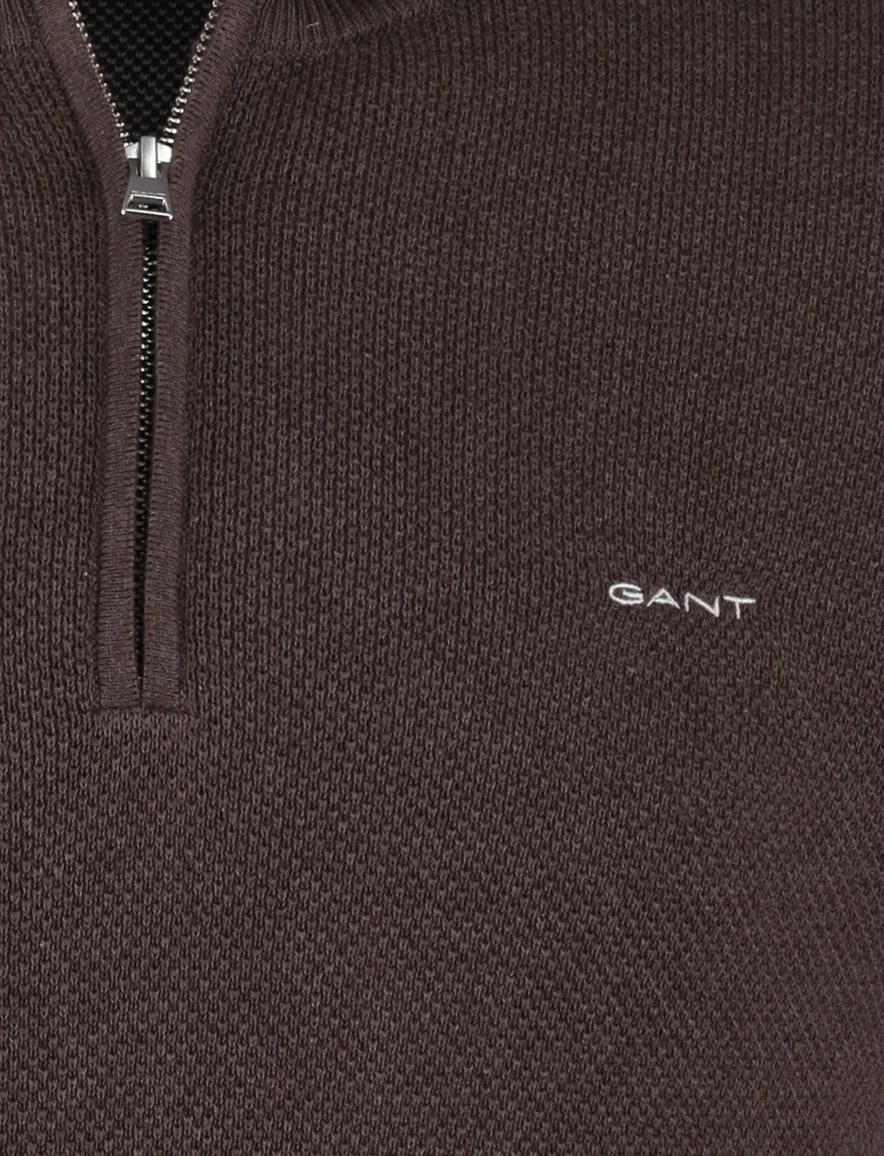 Gant half zip tui bruin katoen