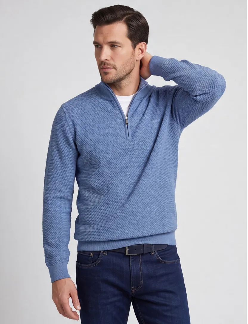 Gant sweatvest blauw halfzip