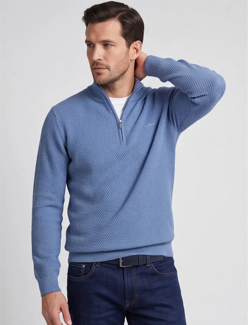 Gant sweatvest blauw halfzip