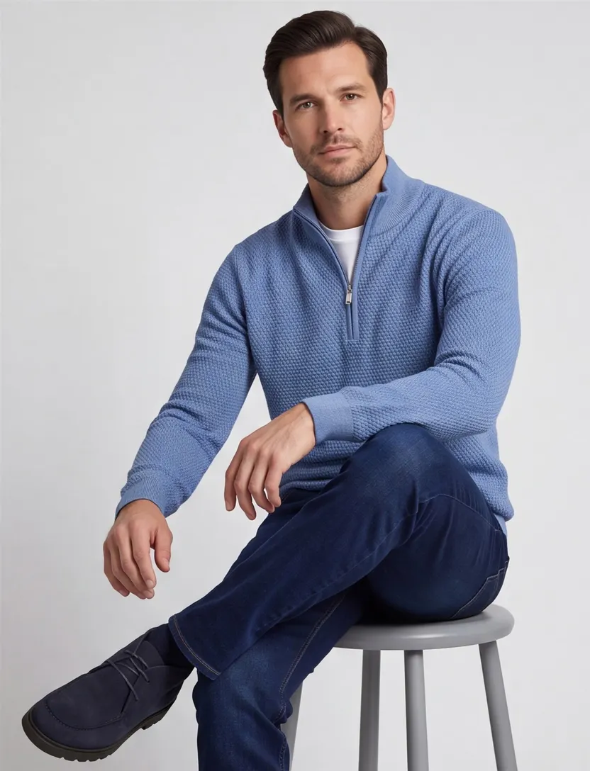 Gant sweatvest blauw halfzip