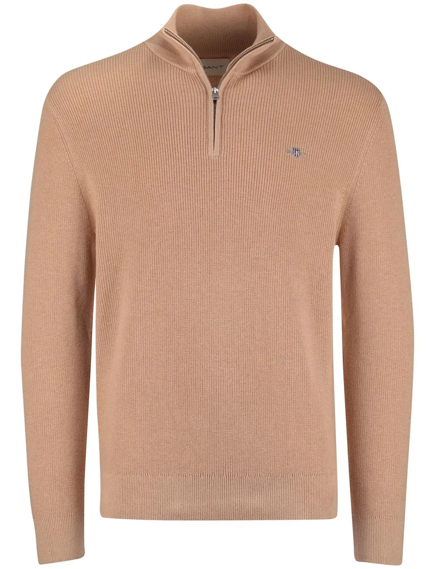 Gant half zip trui beige katoen