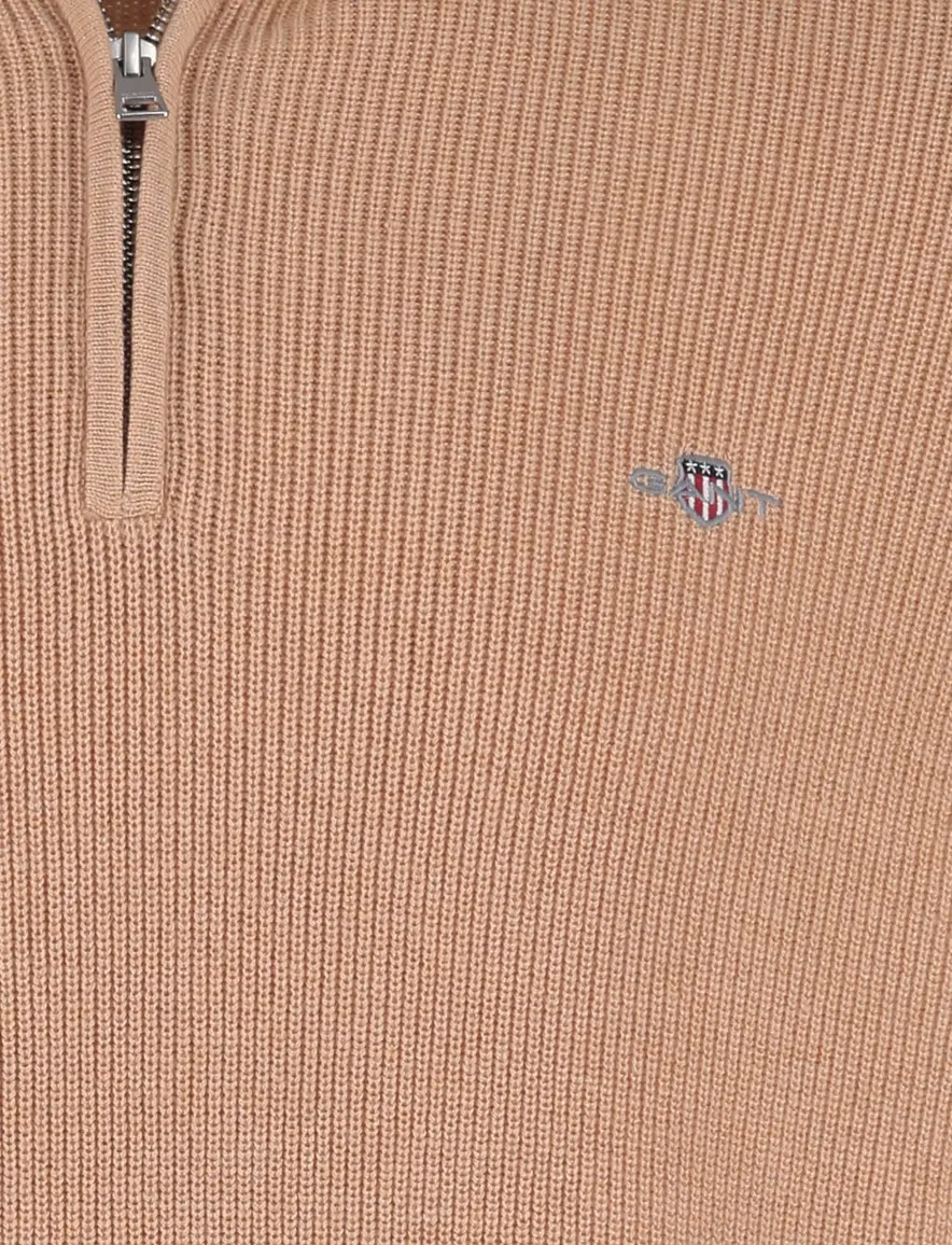 Gant half zip trui beige katoen