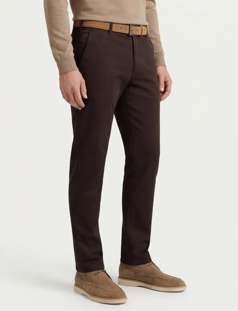 Meyer Bonn pantalon katoen donkerbruin