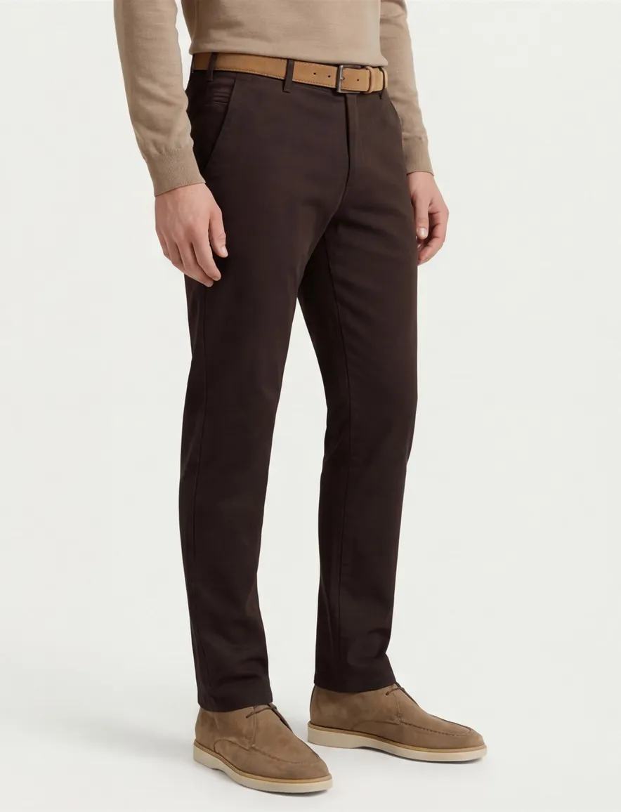 Meyer Bonn pantalon katoen donkerbruin