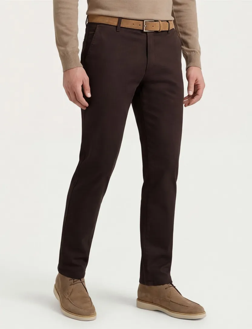 Meyer Bonn pantalon katoen donkerbruin