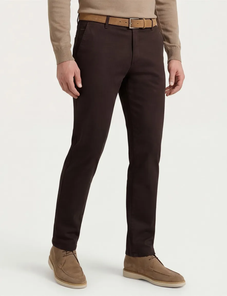 Meyer Bonn pantalon katoen donkerbruin