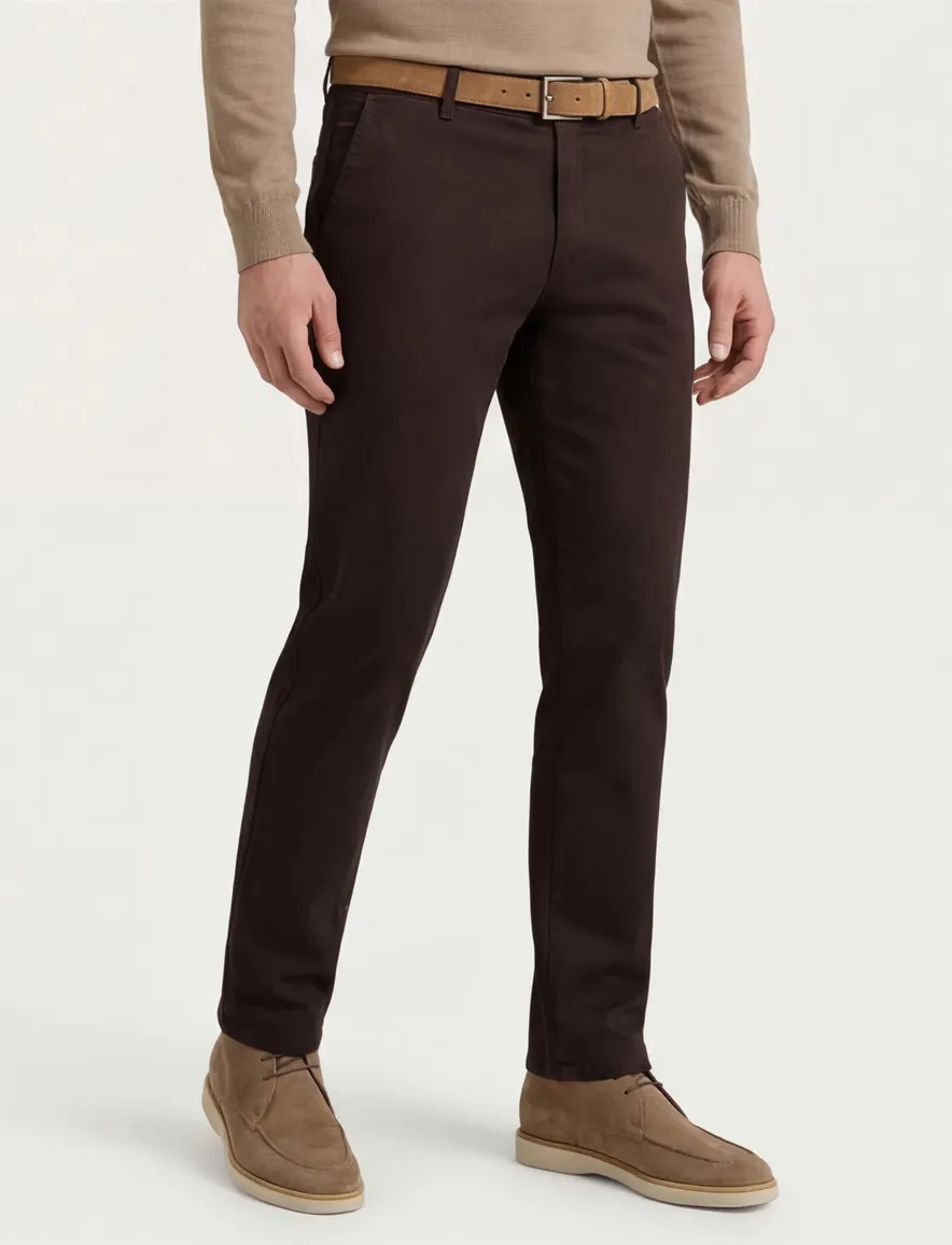 Meyer Bonn pantalon katoen donkerbruin