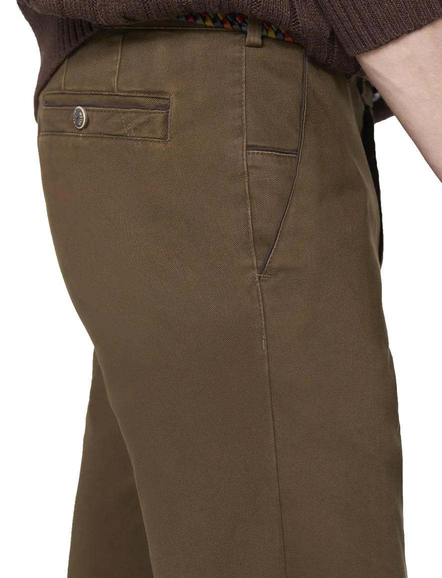 Meyer pantalon bruin katoen effen normale fit
