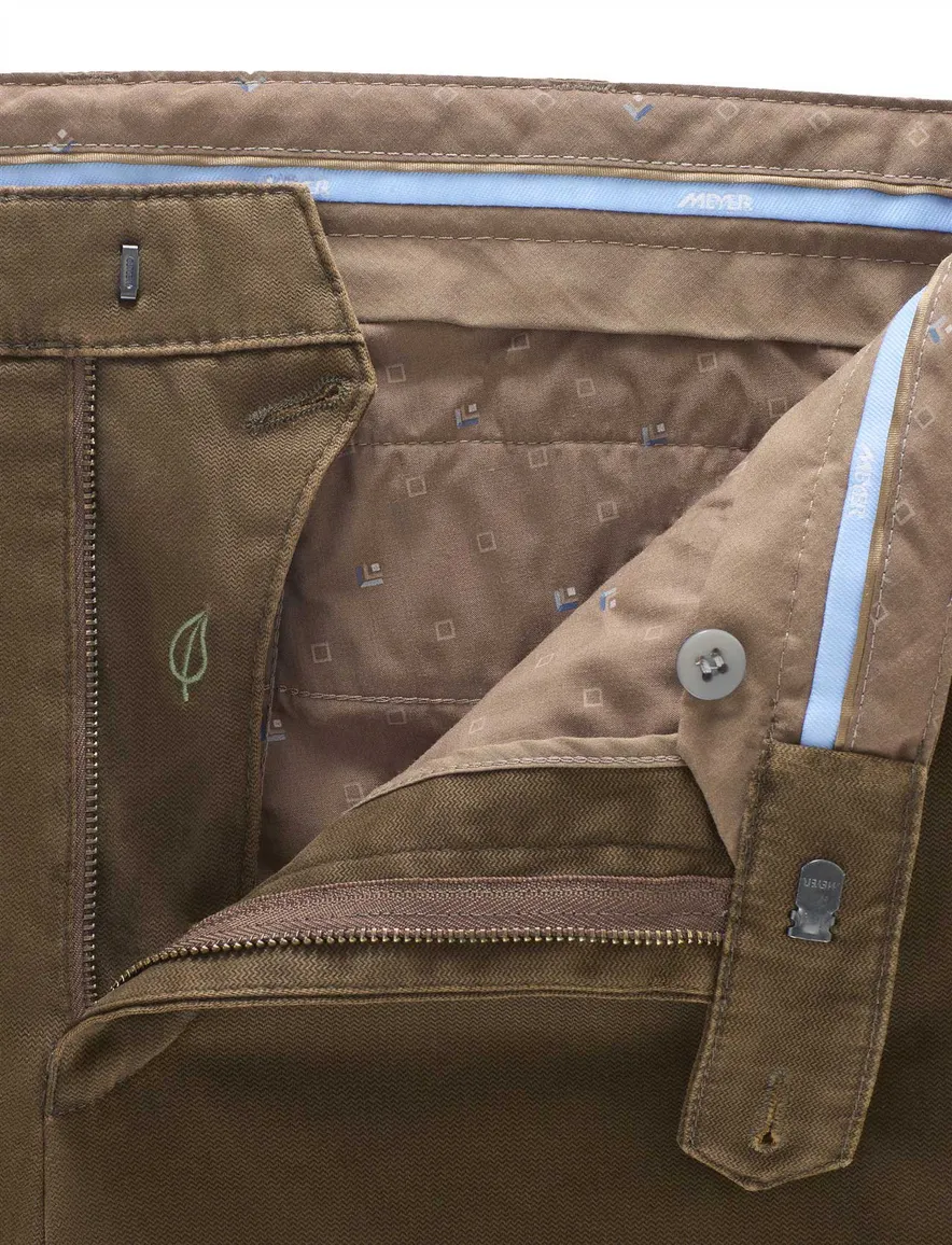 Meyer pantalon bruin katoen effen normale fit