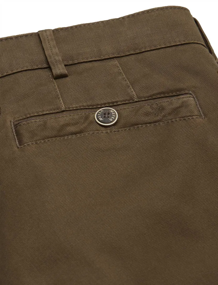 katoenen Meyer pantalon bruin effen normale fit