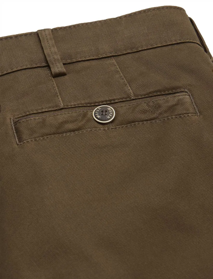 Meyer pantalon bruin katoen effen normale fit