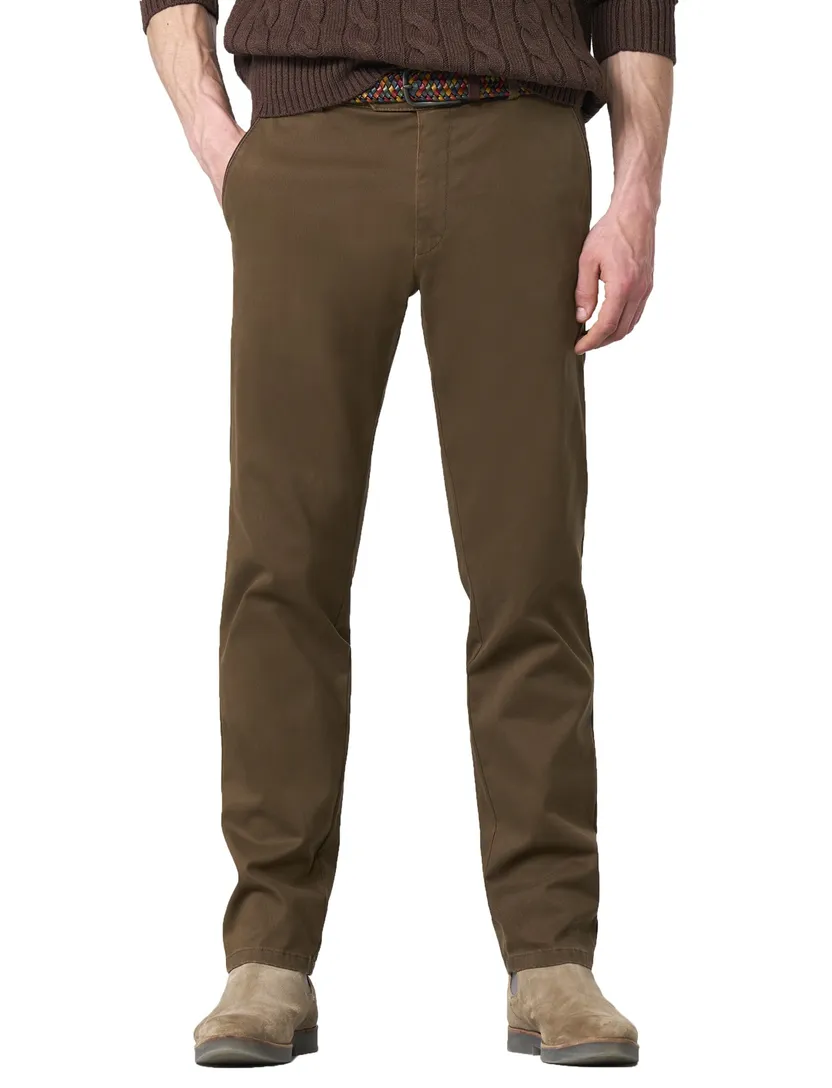 katoenen Meyer pantalon bruin effen normale fit