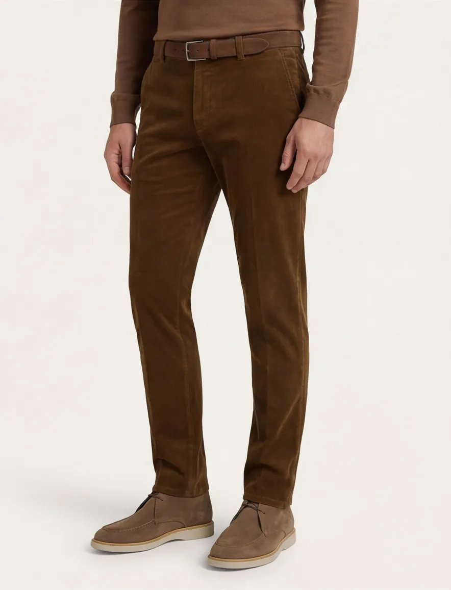 Meyer Bonn broek flatfront bruin effen