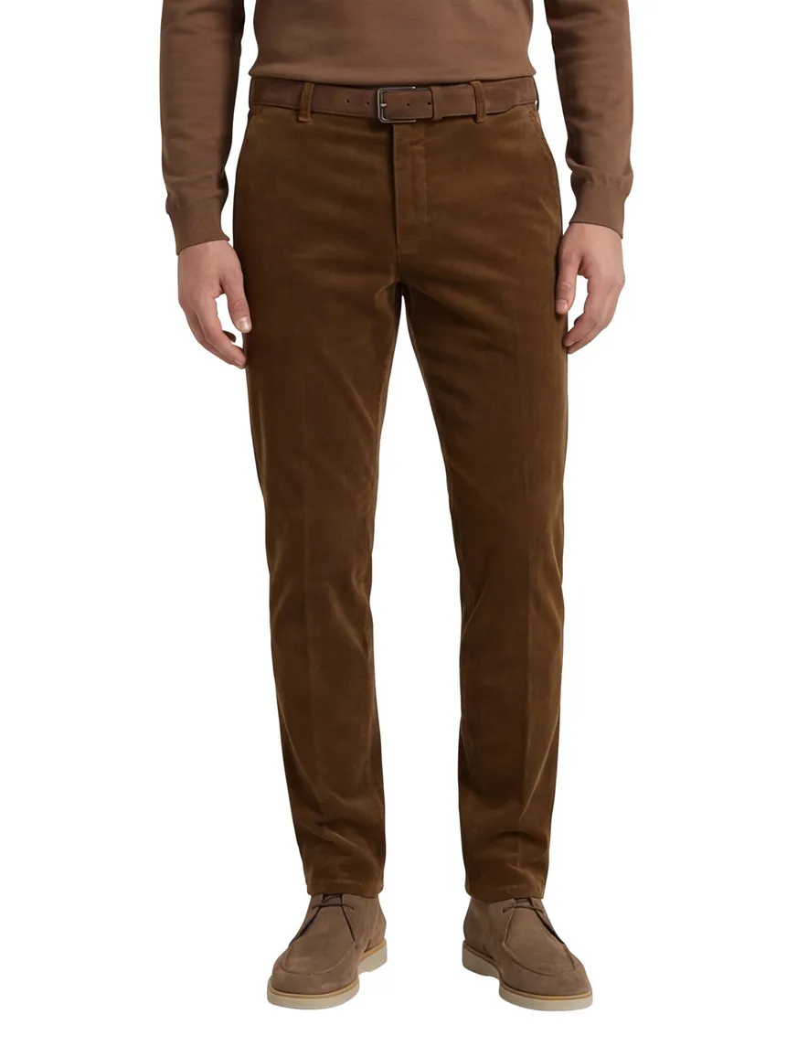 Meyer Bonn broek flatfront bruin effen