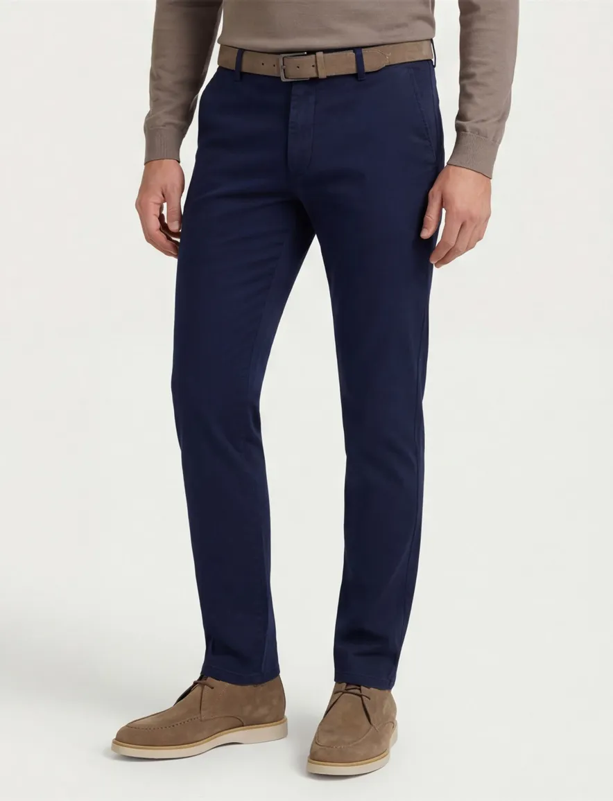 Meyer Bonn katoenen broek donkerblauw effen