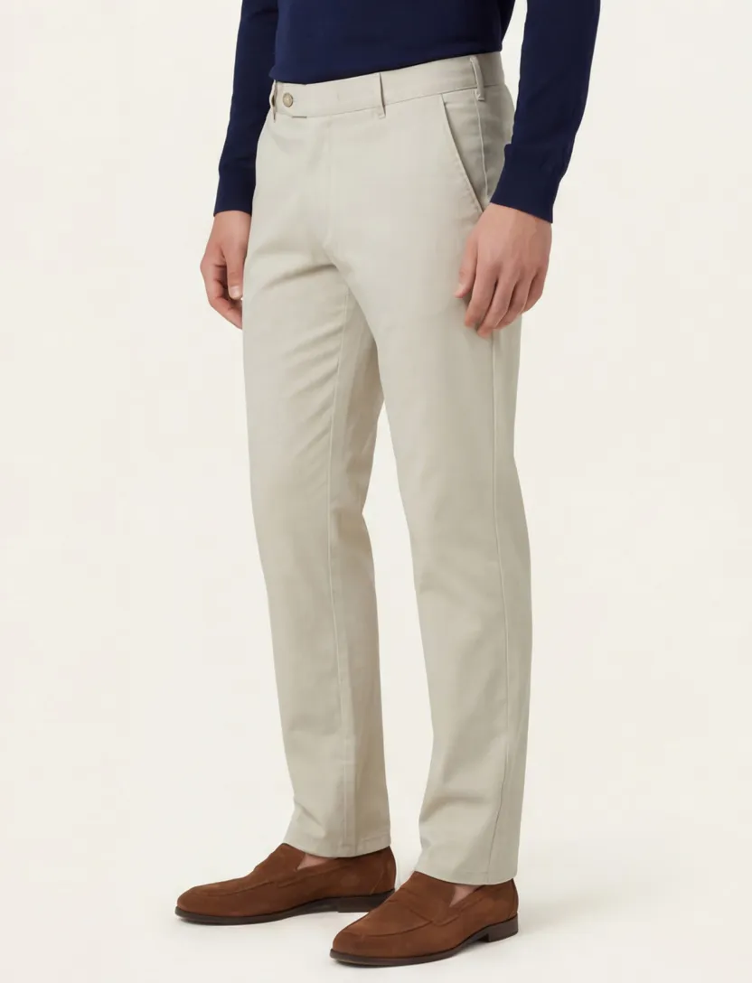 katoenen broek Meyer Bonn creme effen