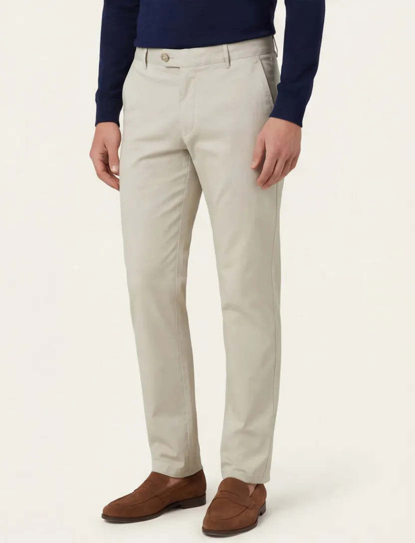 katoenen broek Meyer Bonn creme effen