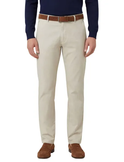 Meyer Meyer Bonn katoenen pantalon creme effen