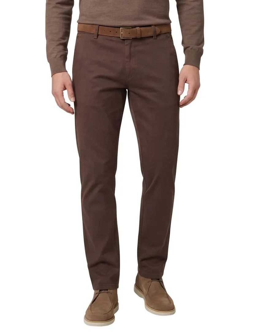 katoenen broek Meyer New York bruin effen