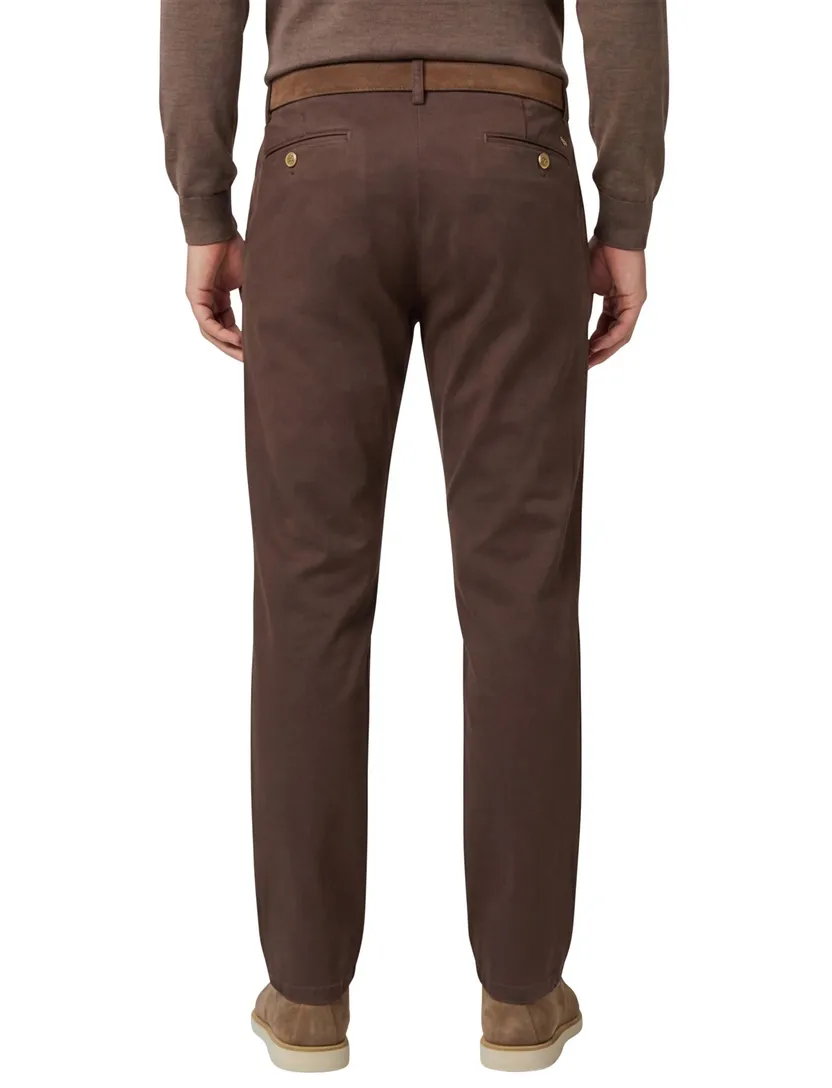 katoenen broek Meyer New York bruin effen
