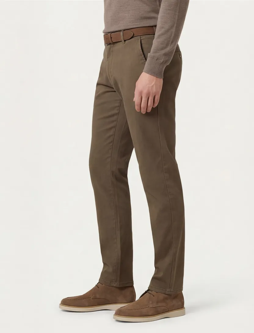 Meyer New york flatfront broek bruin katoen