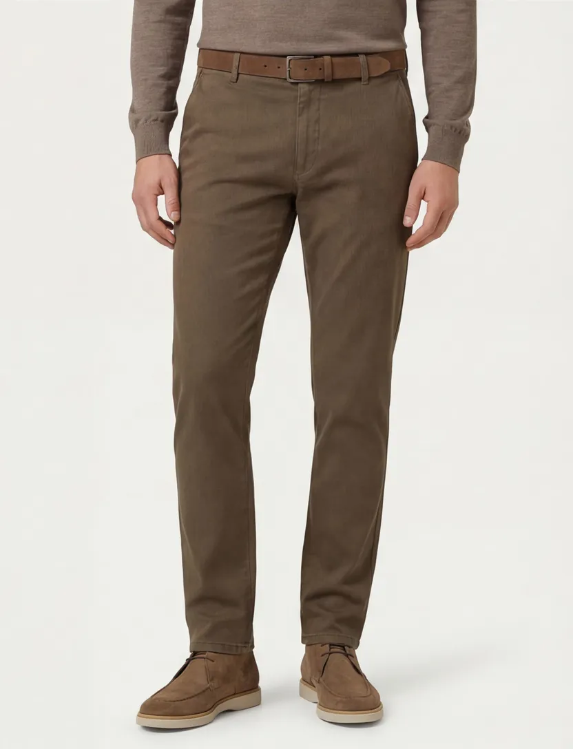 Meyer New york flatfront broek bruin katoen