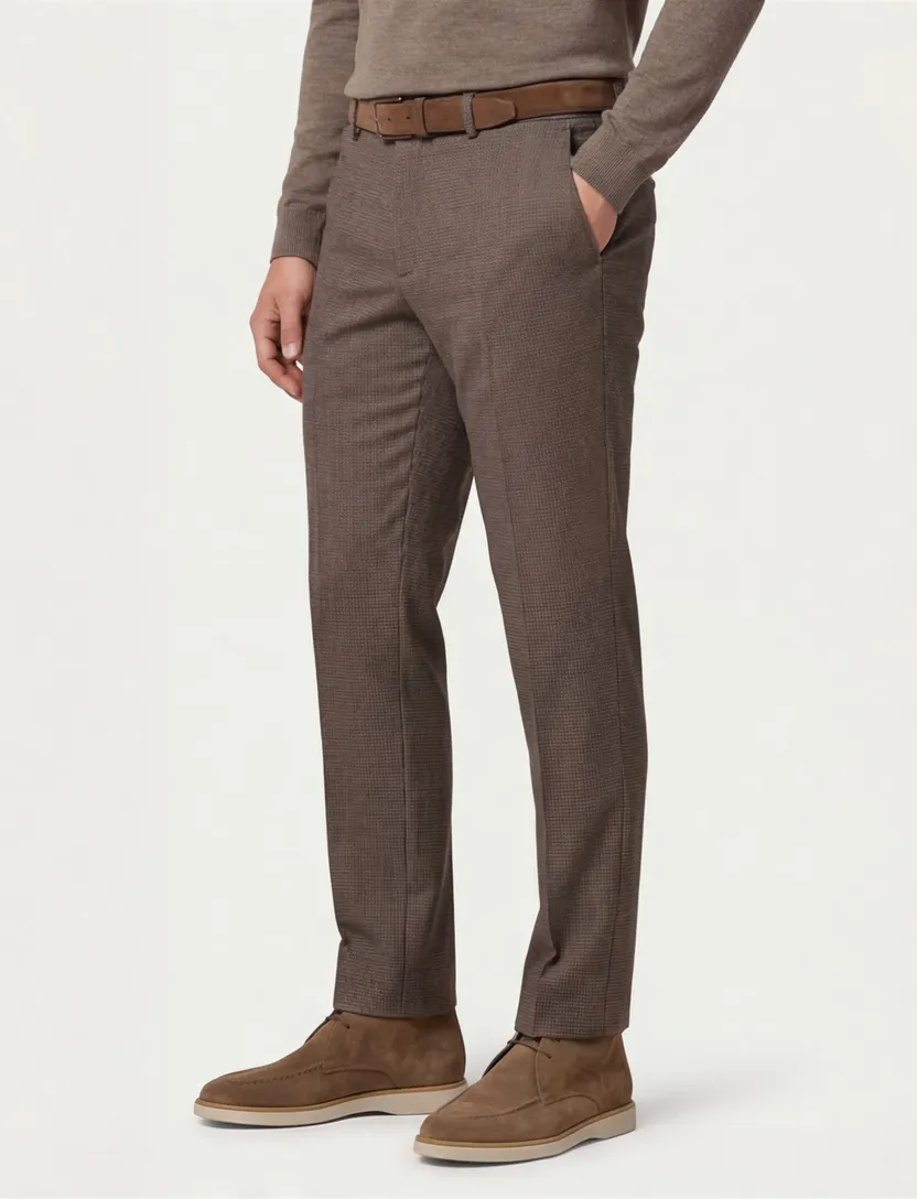 Meyer Bonn pantalon geprint bruin normale fit