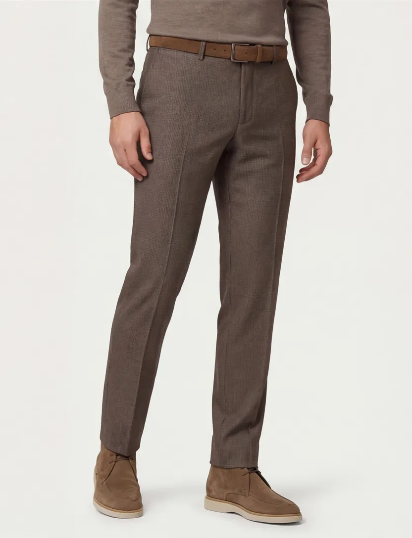 Meyer Bonn pantalon geprint bruin normale fit
