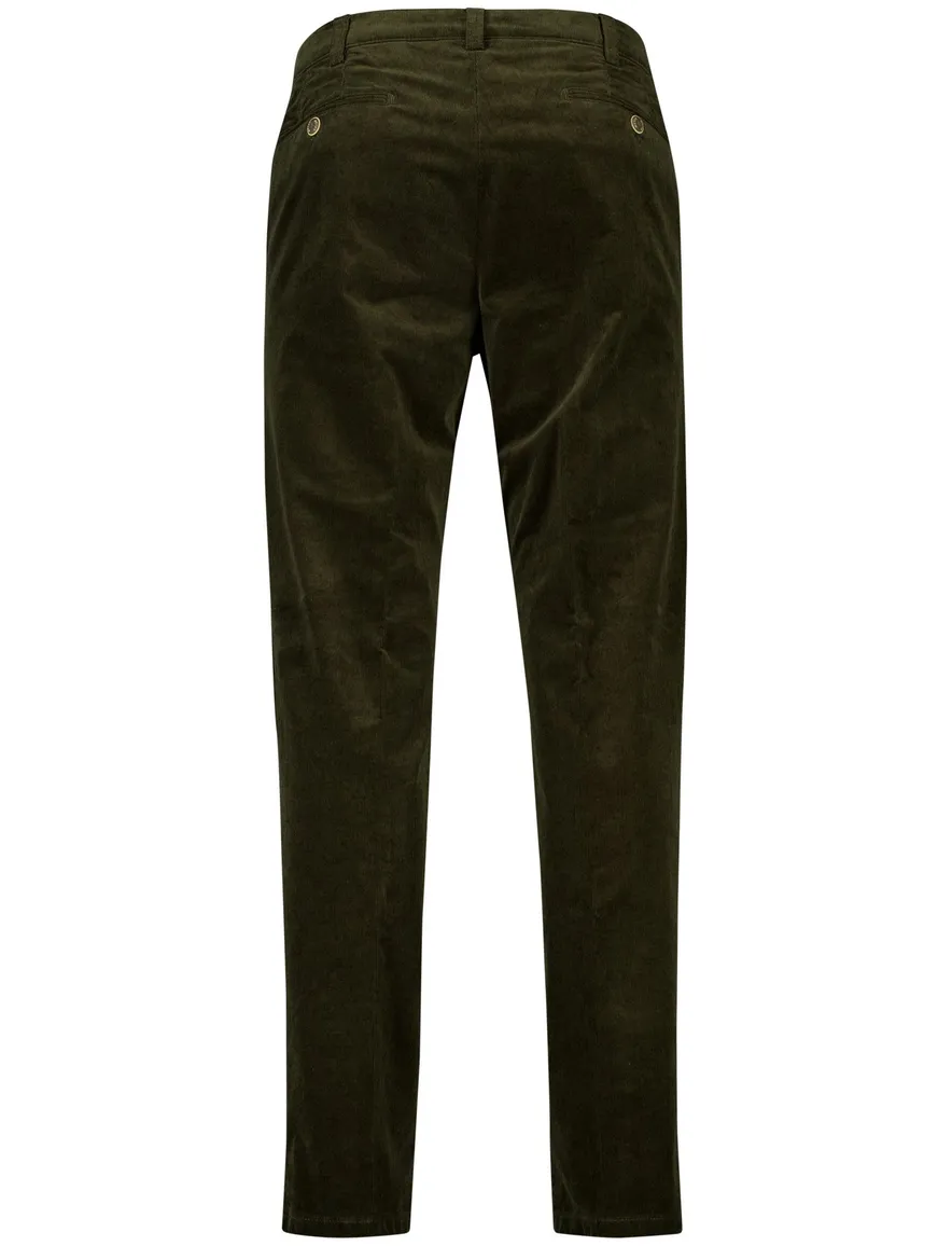 Meyer Bonn pantalon effen groen corduroy normale fit