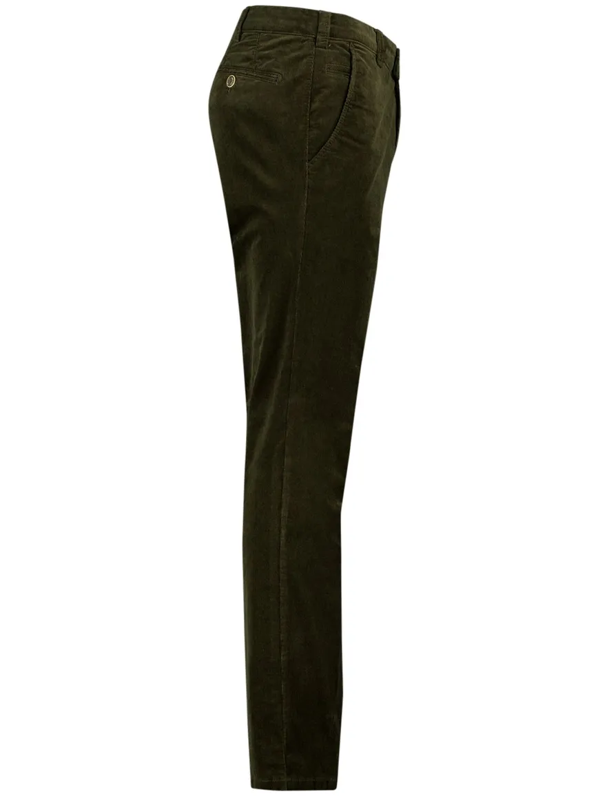 Meyer Bonn pantalon effen groen corduroy normale fit