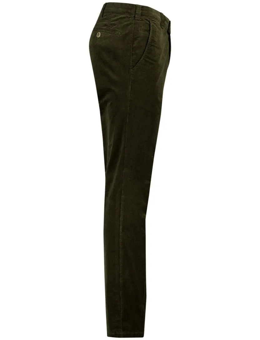 Meyer Bonn pantalon effen groen normale fit corduroy