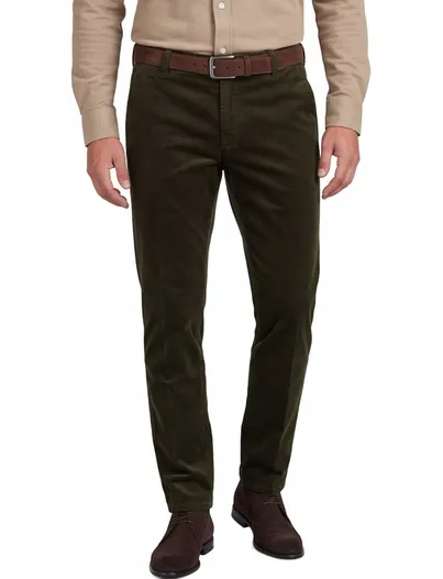 Meyer Meyer Bonn pantalon effen groen normale fit corduroy