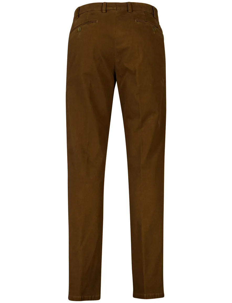 Meyer Bonn pantalon effen bruin normale fit