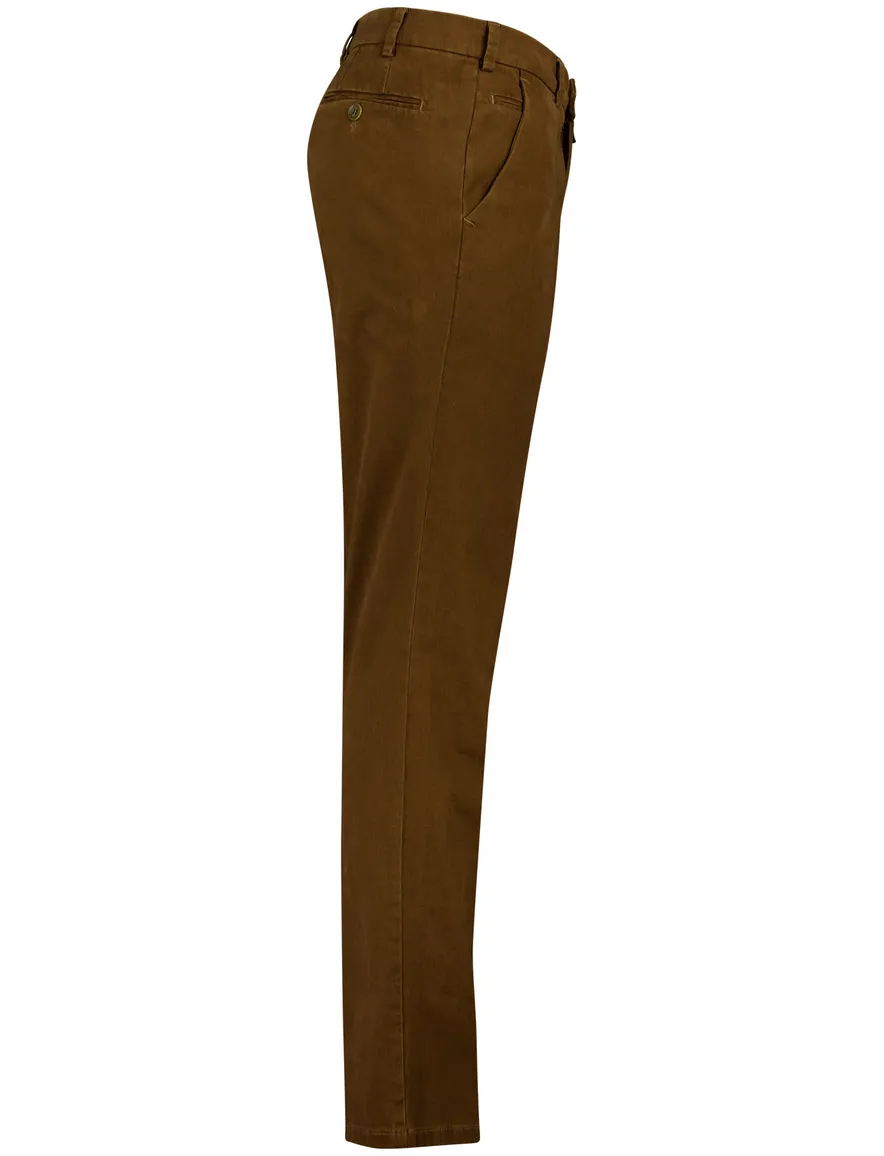 Meyer Bonn pantalon effen bruin normale fit