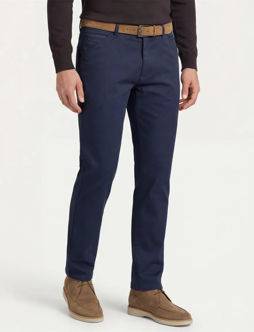 Meyer Chicago katoenen broek donkerblauw effen