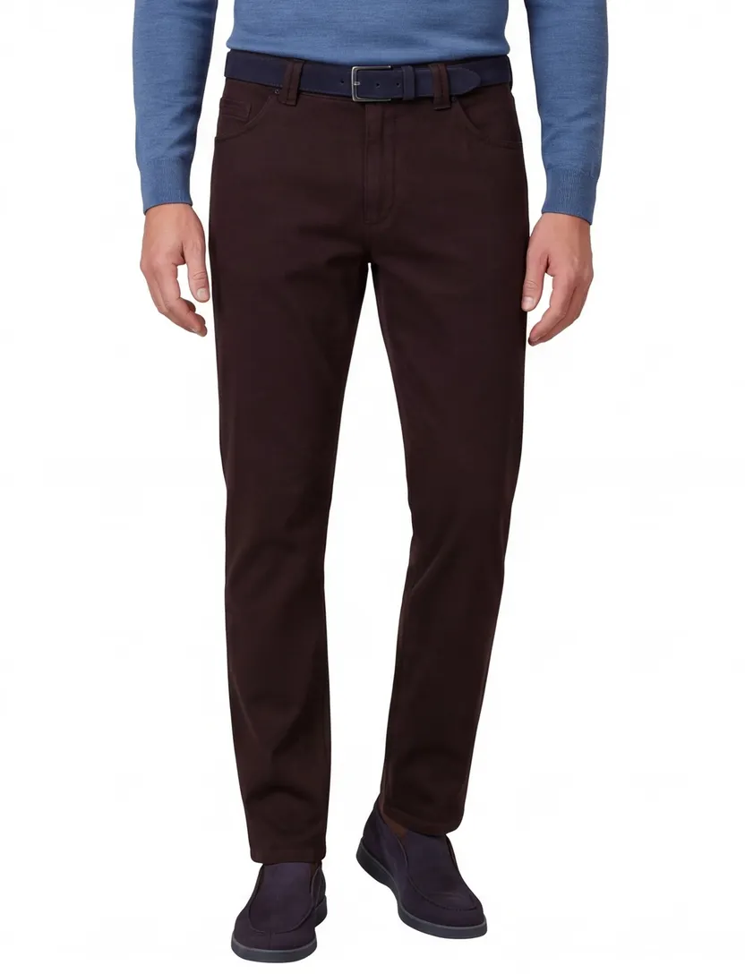 Meyer dublin 5-pocket broek bruin effen