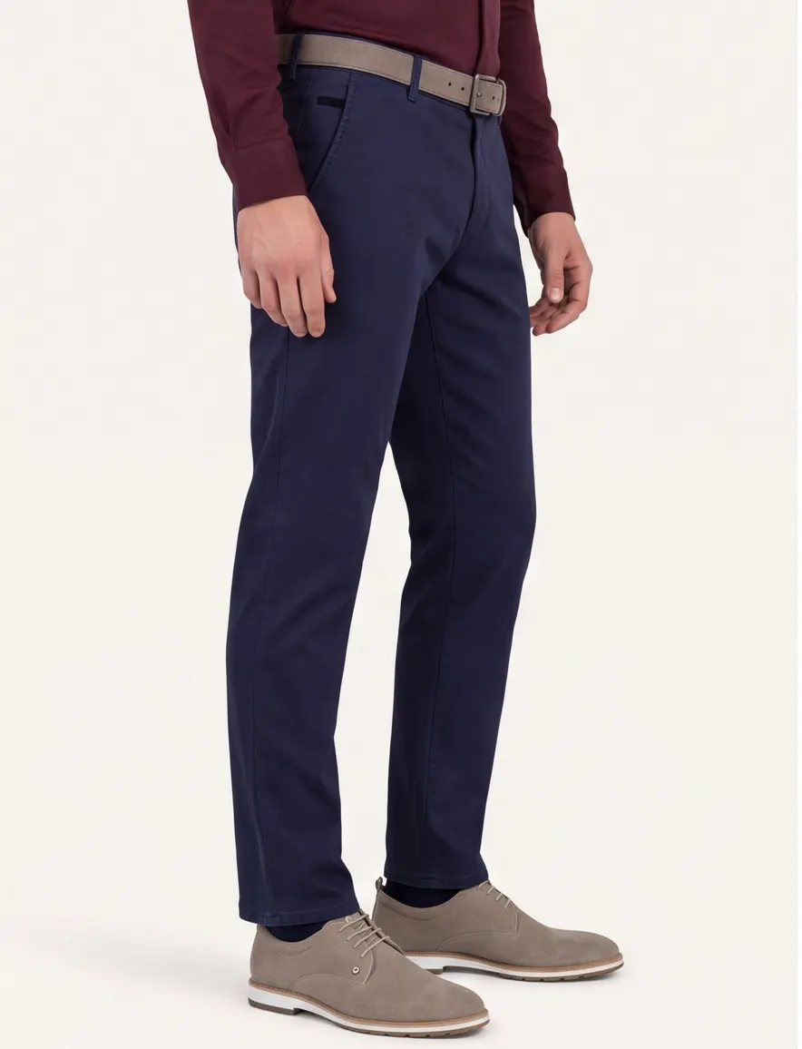 Meyer bonn flatfront broek blauw