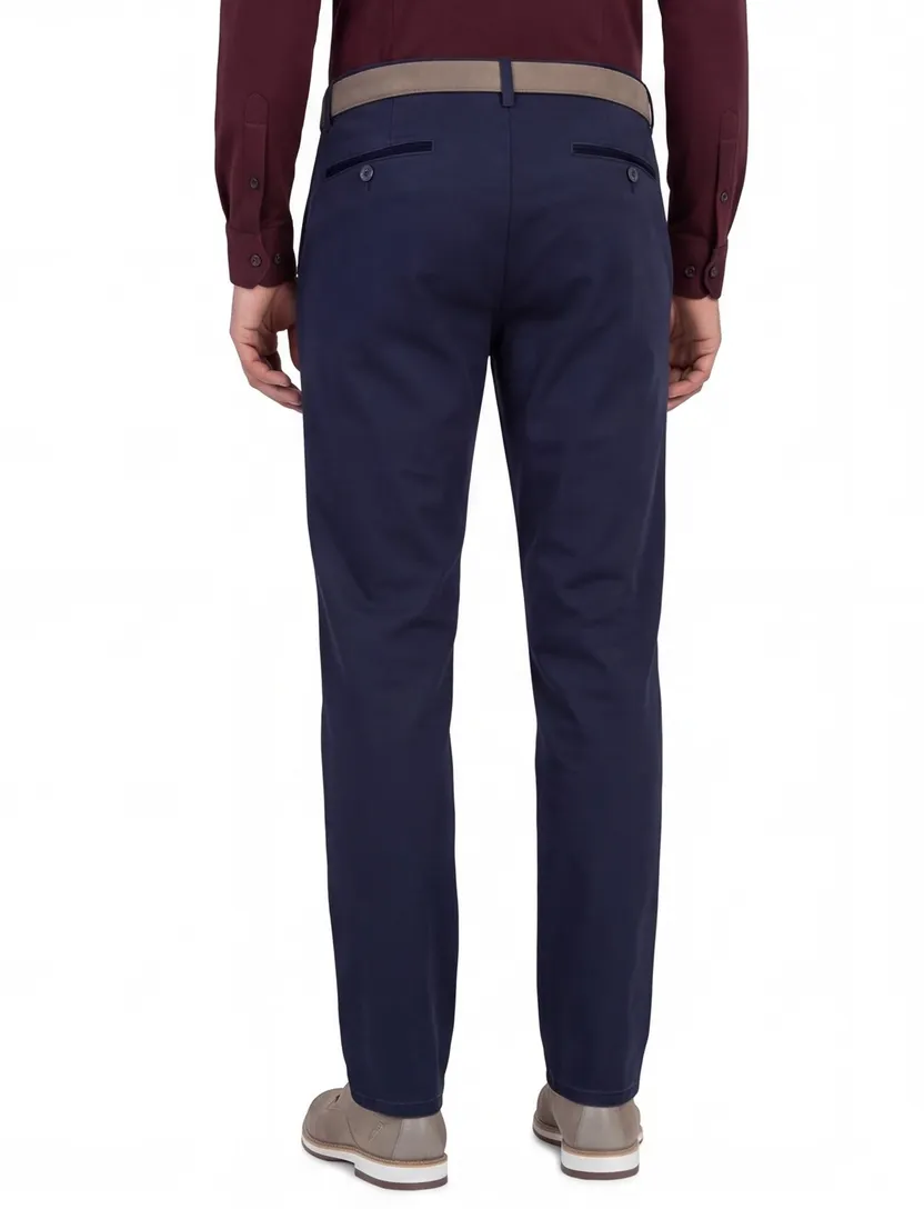 Meyer bonn flatfront broek blauw katoen