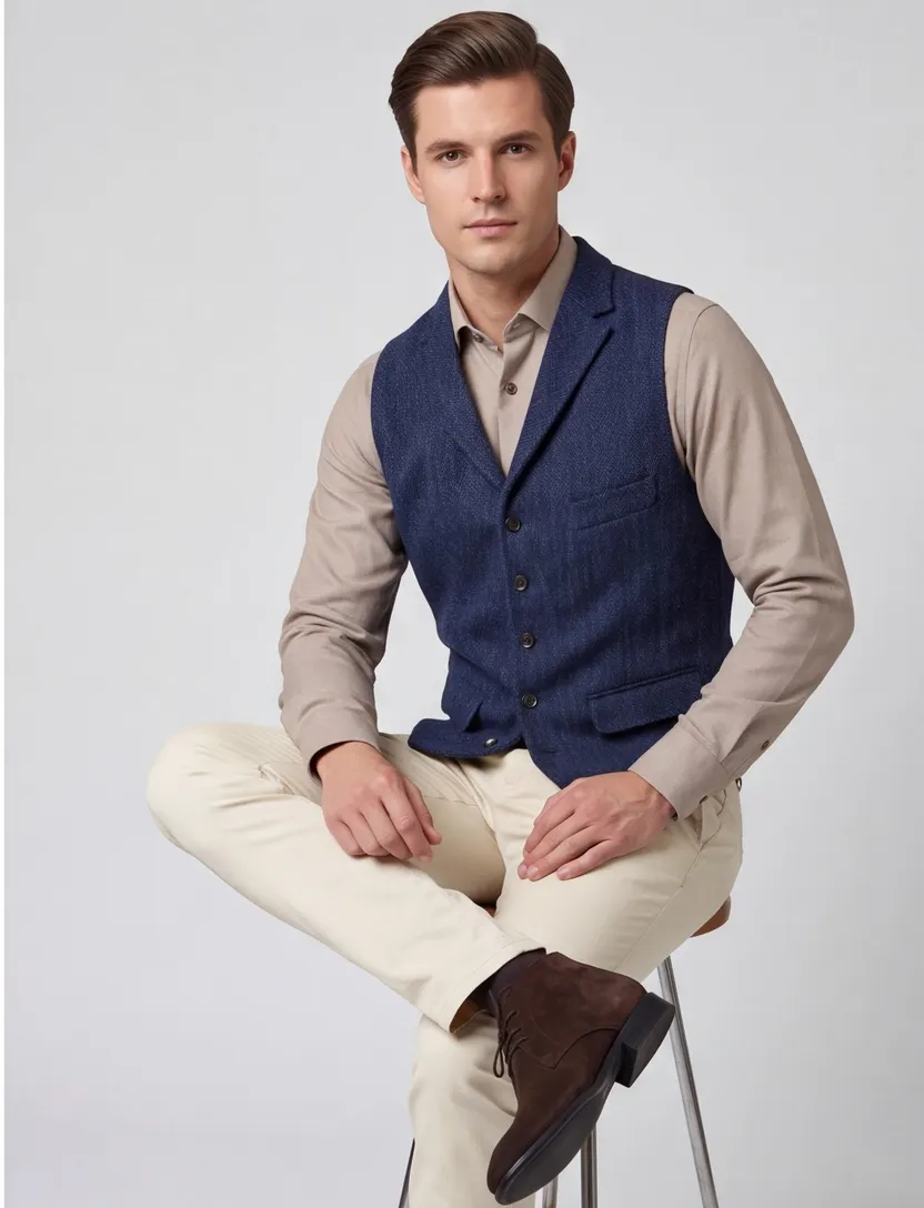 Wellington of Bilmore Wales gilet donkerblauw