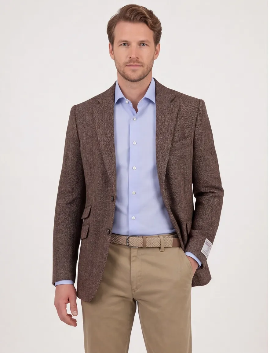 Wellington of Bilmore Colbert Bruin wol elleboog patches tweed