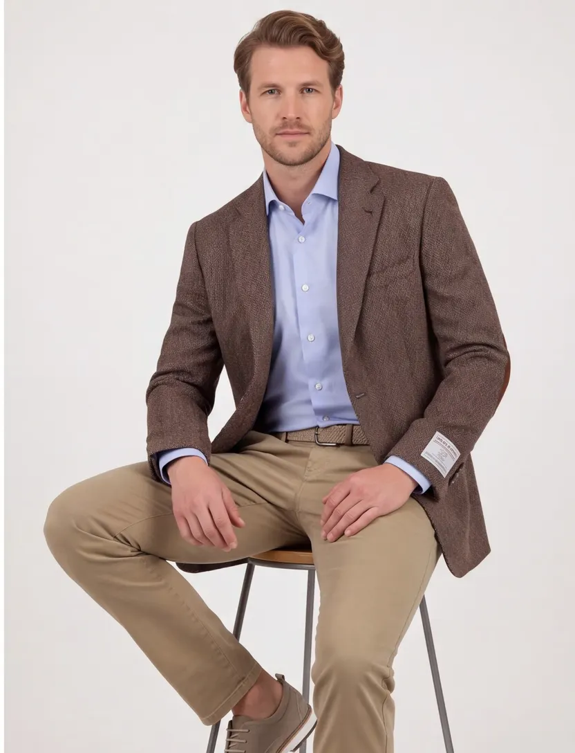 Colbert Wellington of Bilmore Bruin wol tweed elleboog patches