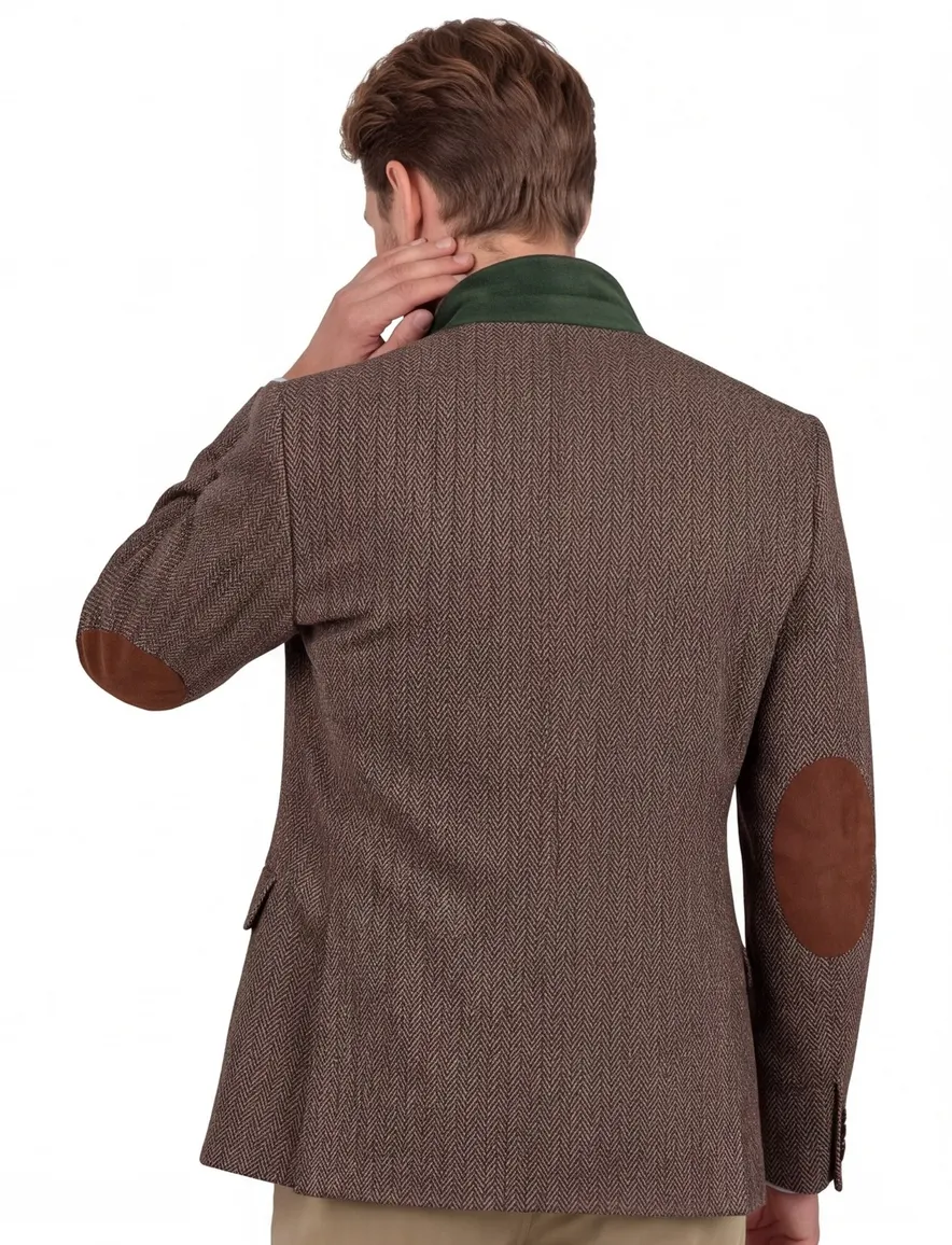 Wellington of Bilmore Colbert Bruin wol elleboog patches tweed