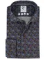R2 Amsterdam Overhemd donkerblauw geprint katoen knitted