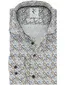 R2 Overhemd mouwlengte 7 wit bruin blauw geprint