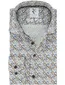 R2 Overhemd mouwlengte 7 wit bruin lichtblauw geprint wide collar