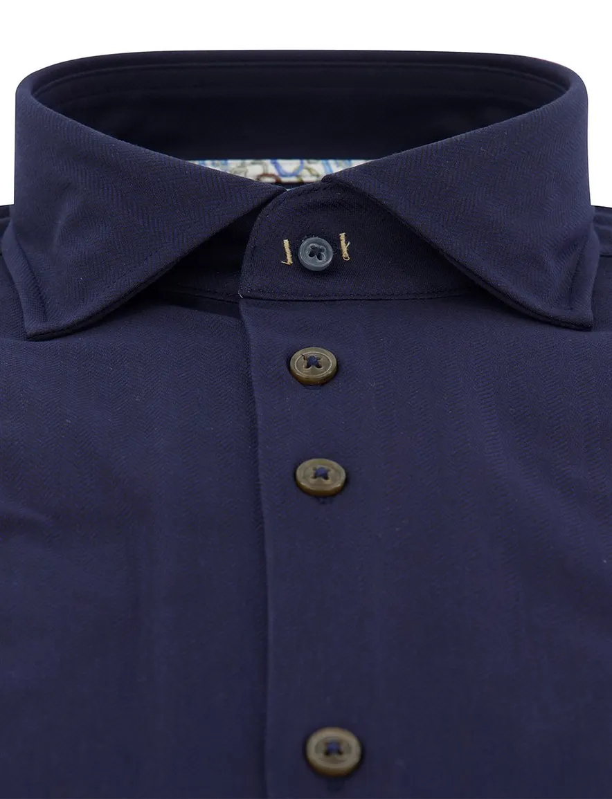 R2 overhemd katoen mouwlengte 7 navy