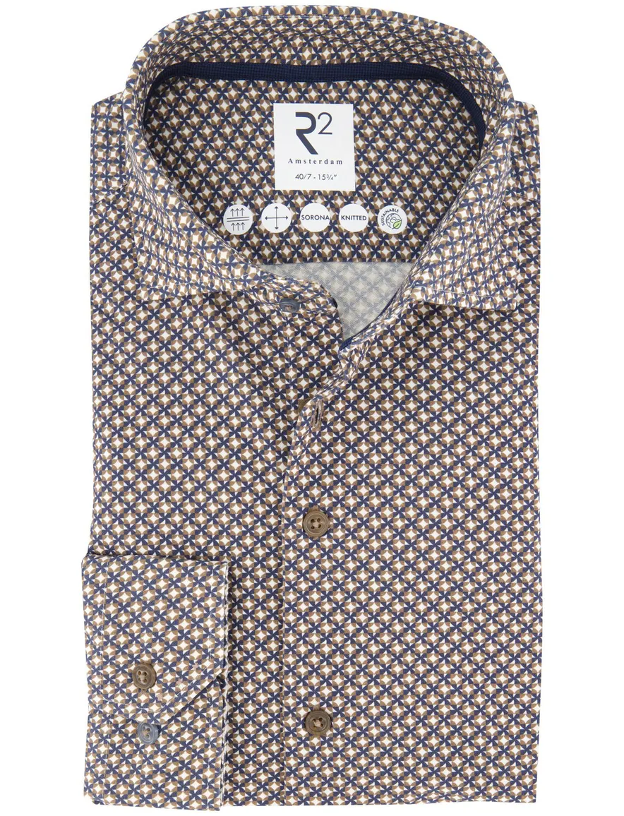 R2 sorona knitted overhemd beige